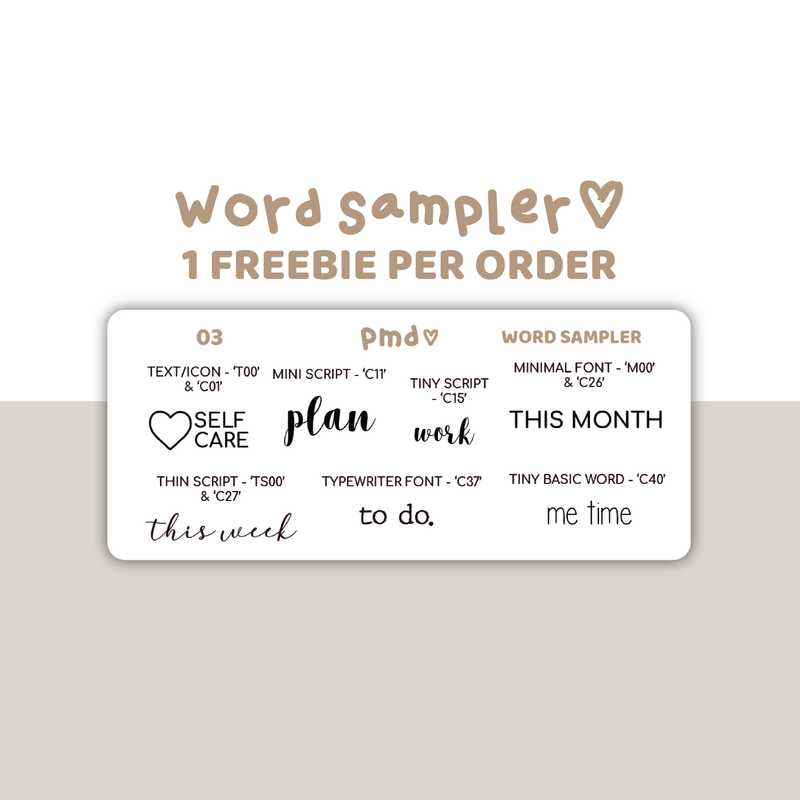 Word Sampler Freebie | 1 Freebie per order | 03