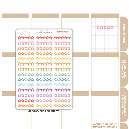 5 Star Rating Stickers | Functional Planner Stickers | F08