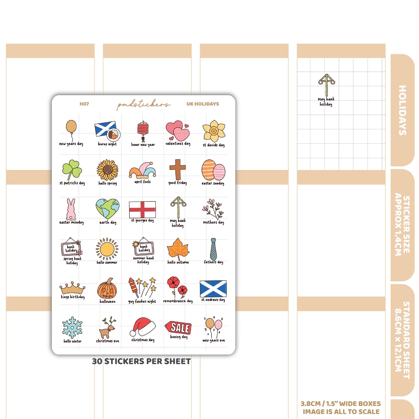 UK Holiday Stickers | Holiday Planner Stickers | H07