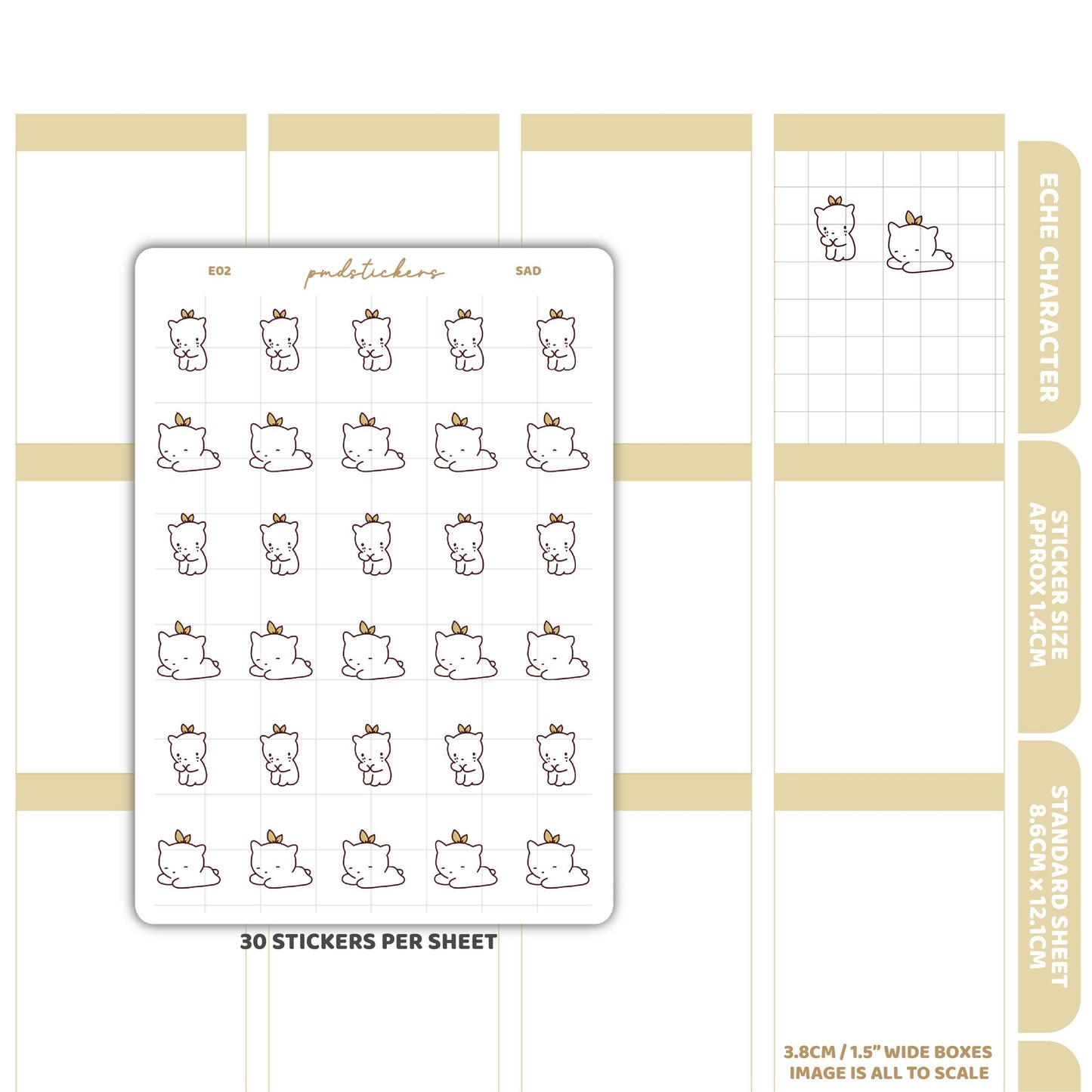 Sad Stickers | Eche Character Planner Stickers | E02