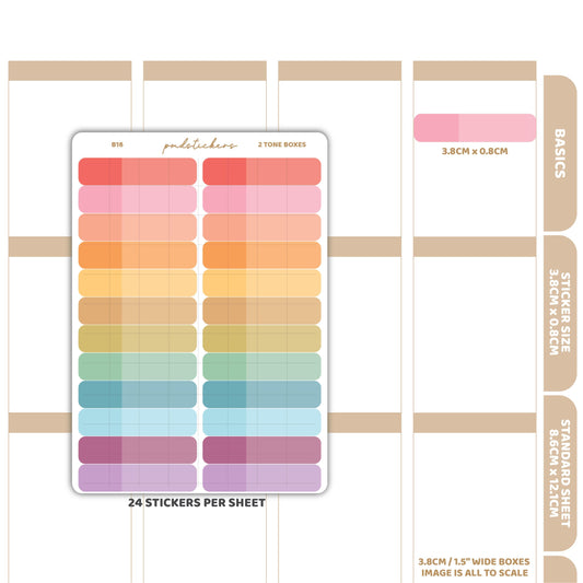 2 Tone Box Stickers | Basic Planner Stickers | B16