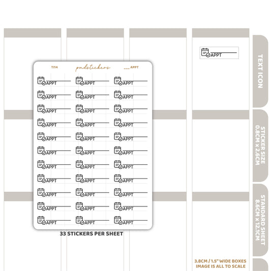 Appt Text Icon Stickers | Minimal Planner Stickers | TI14