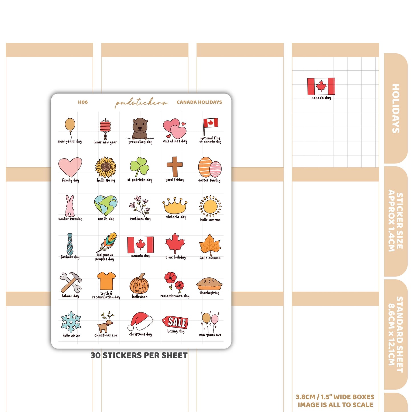 Canada Holiday Stickers | Holiday Planner Stickers | H06
