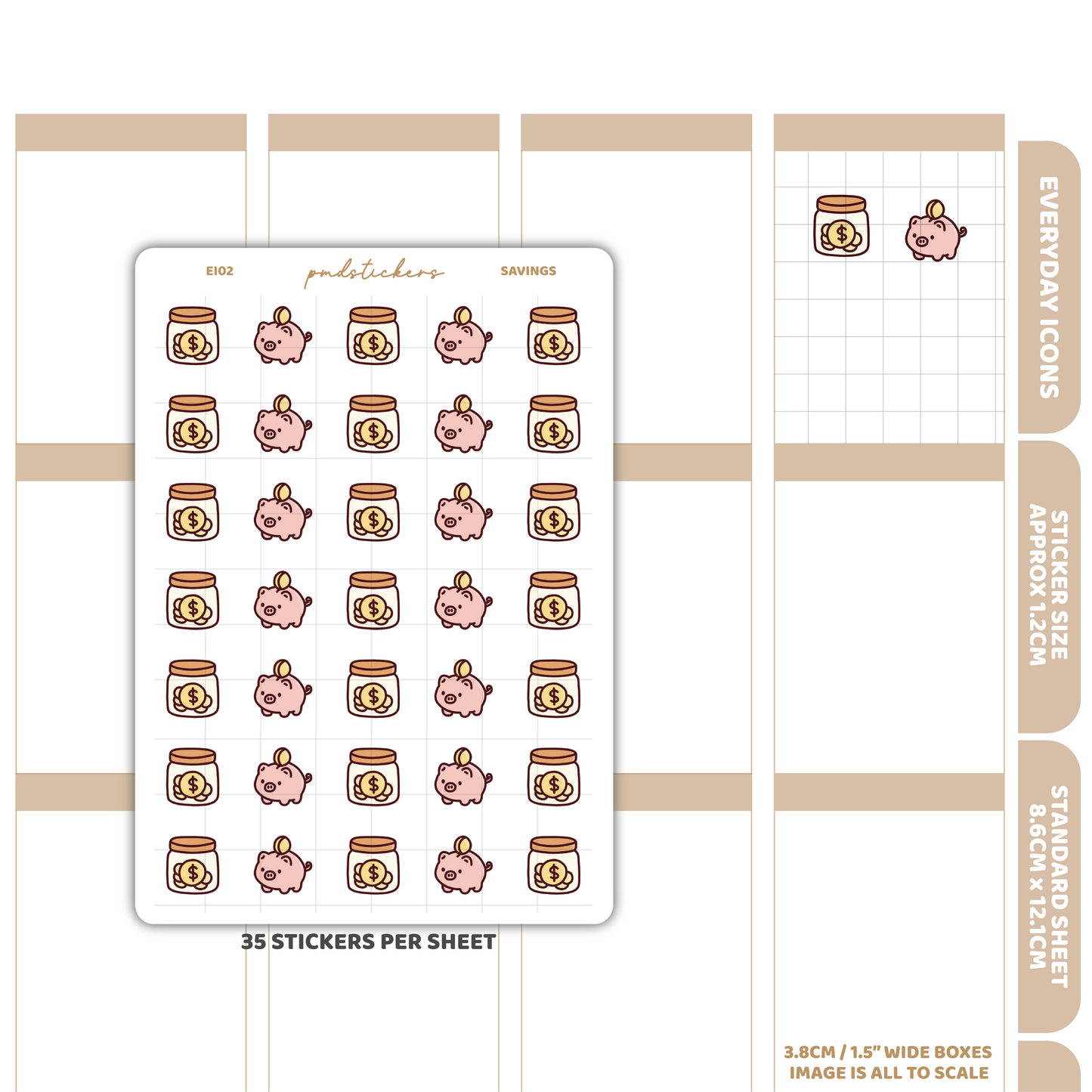 Savings Everyday Icon Stickers | Planner Stickers | EI02