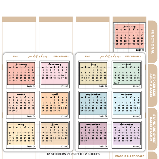 2027 Polaroid Calendar Stickers | Functional Planner Stickers | F54(2)
