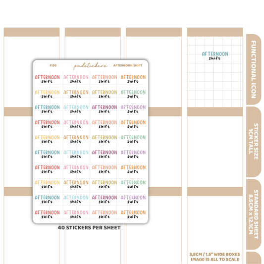 Afternoon Shift Stickers | Functional Icon Planner Stickers | F20