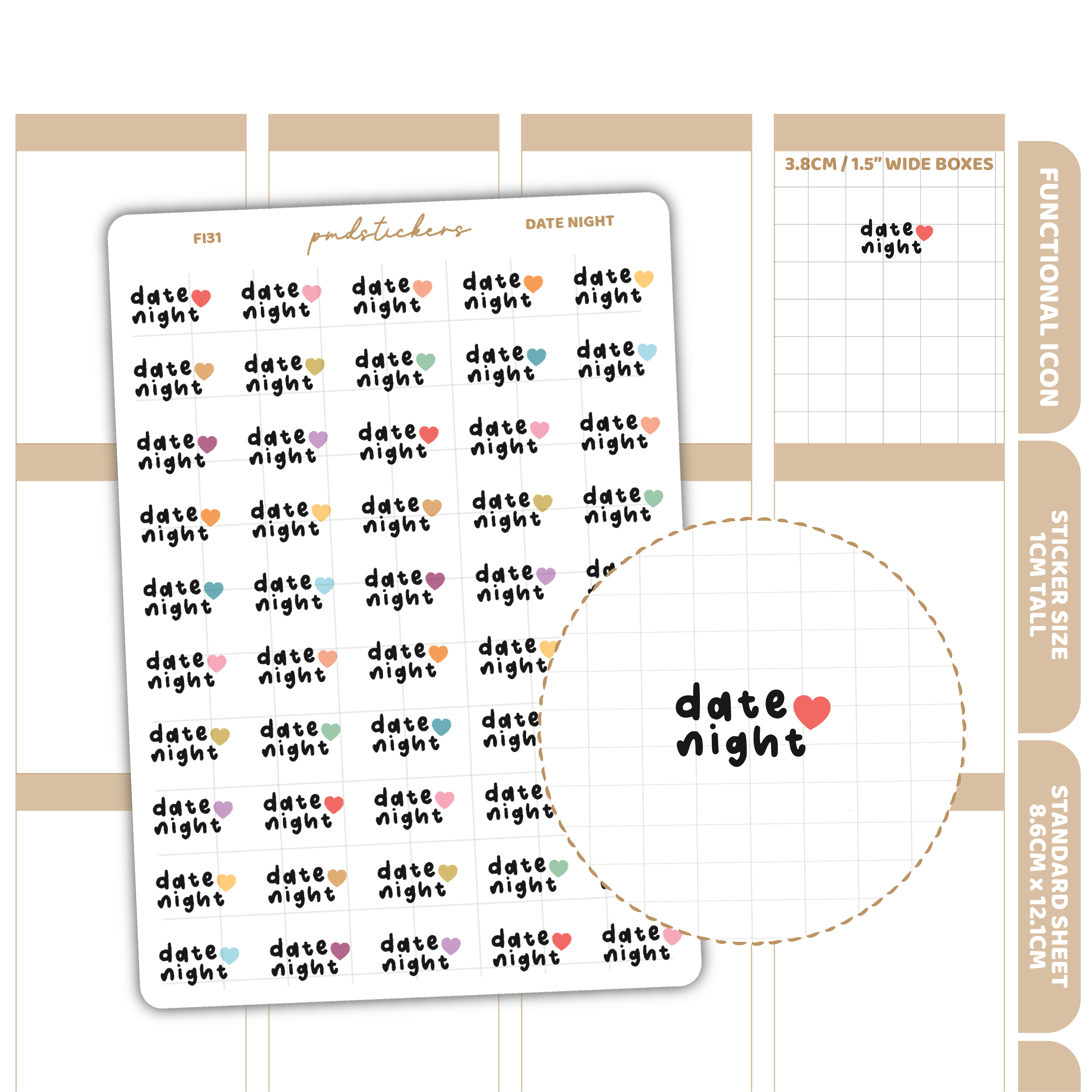 Date Night Stickers | Functional Icon Planner Stickers | FI31 – PMD ...