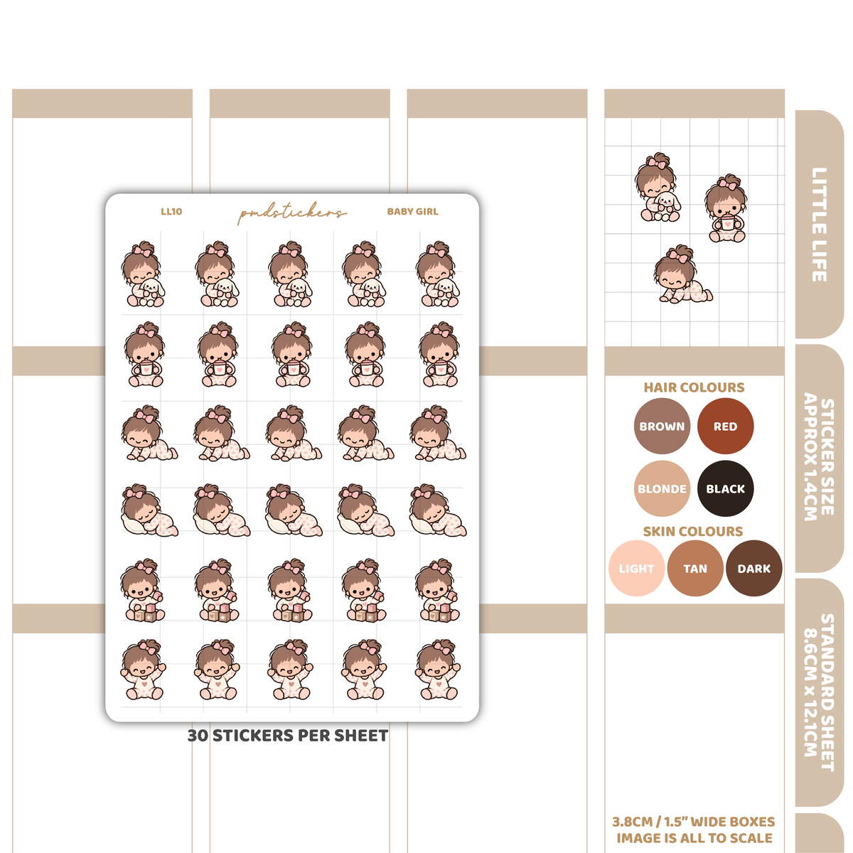 Baby Girl Little Life Character Stickers | Planner Stickers | LL10