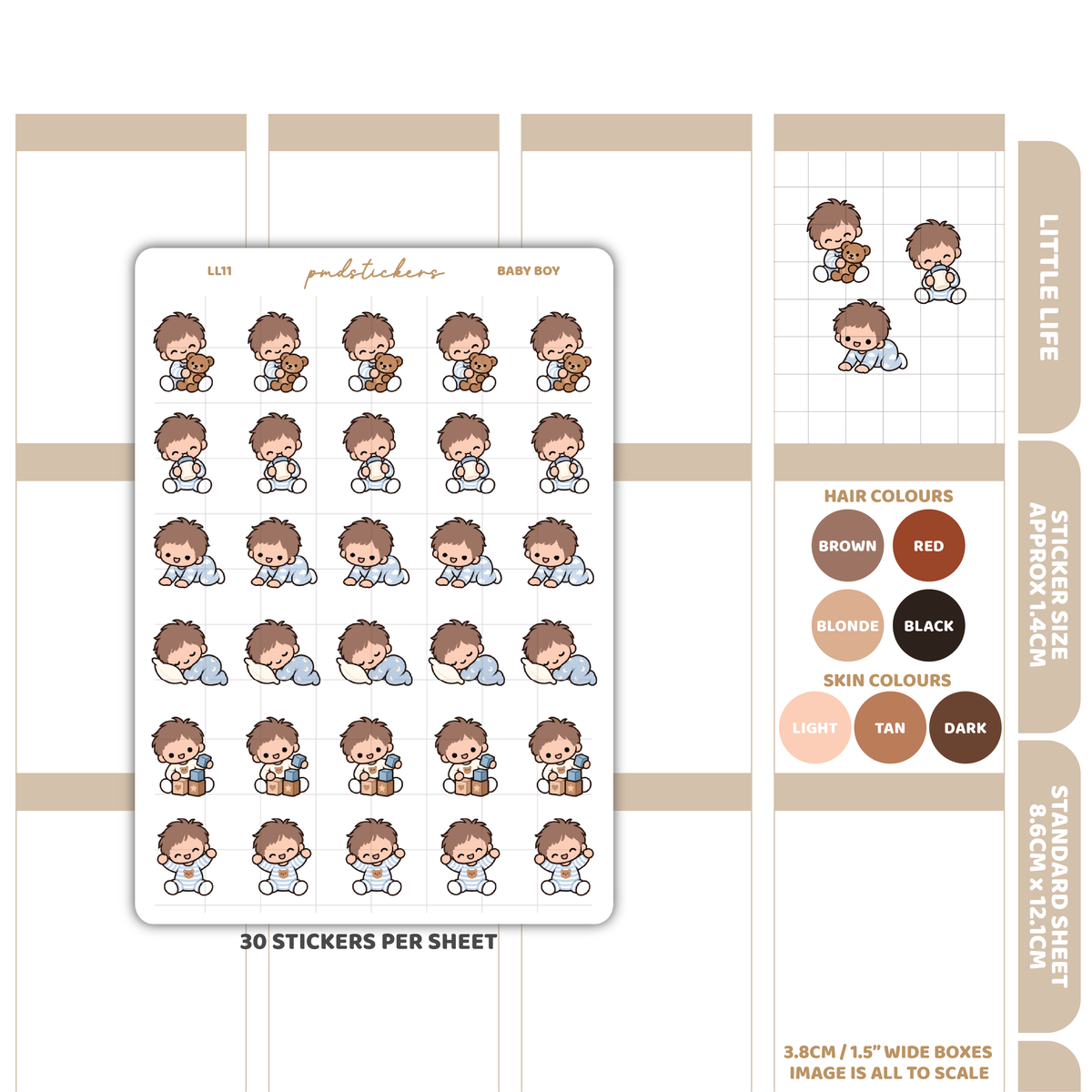 Baby Boy Little Life Character Stickers | Planner Stickers | LL11