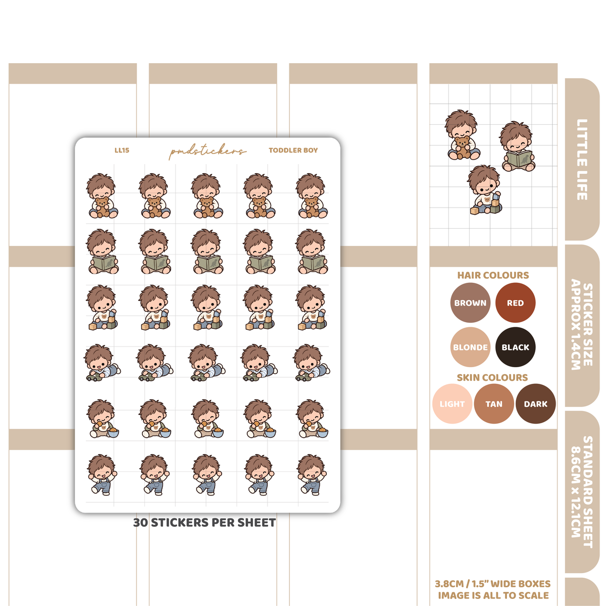 Toddler Boy Little Life Character Stickers | Planner Stickers | LL15