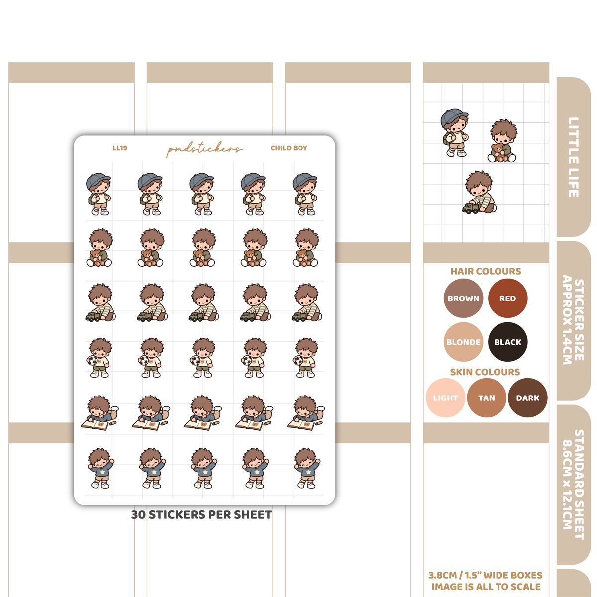 Child Boy Little Life Character Stickers | Planner Stickers | LL19