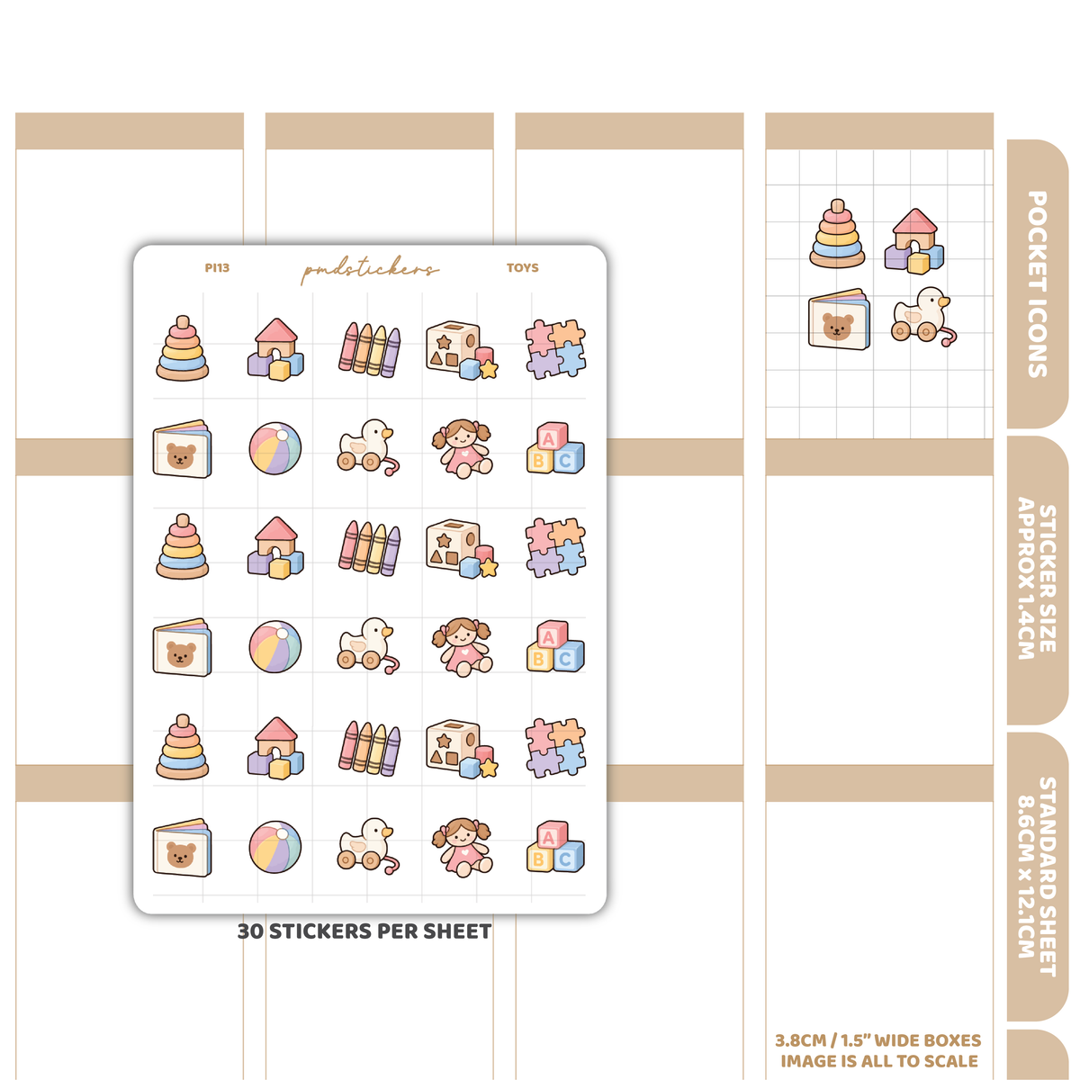 Toys Pocket Icon Stickers | Planner Stickers | PI13