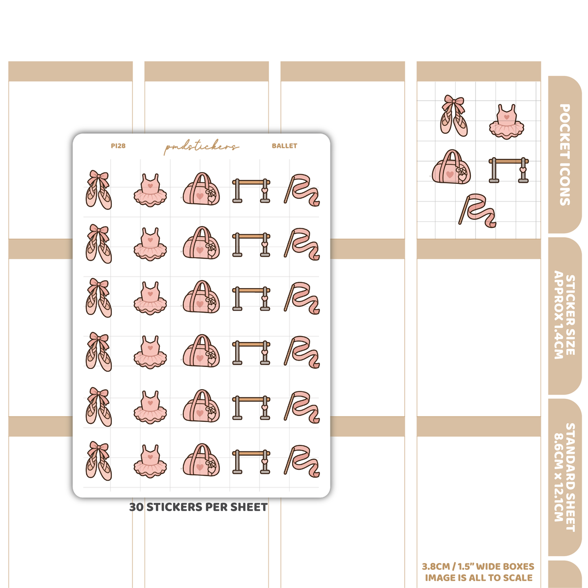 Ballet Pocket Icon Stickers | Planner Stickers | PI28