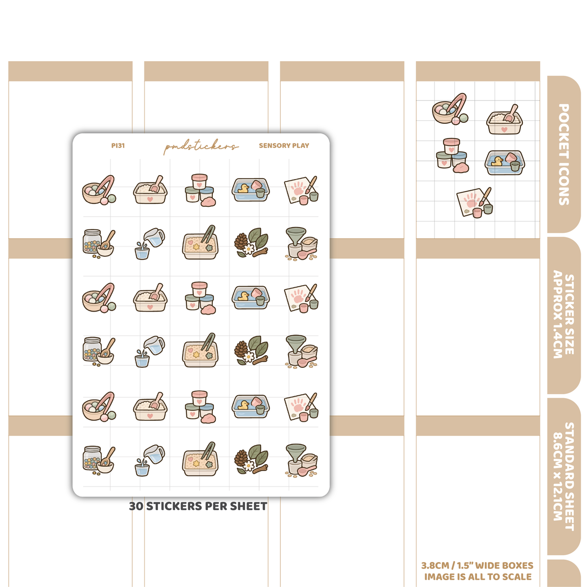 Sensory Play Pocket Icon Stickers | Planner Stickers | PI31