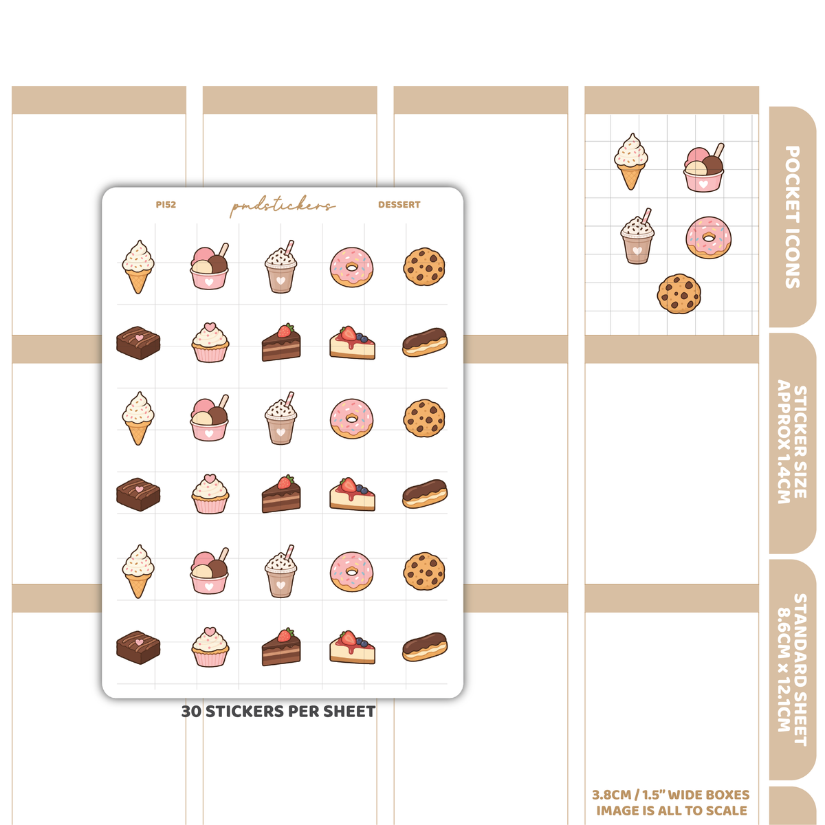Dessert Pocket Icon Stickers | Planner Stickers | PI52