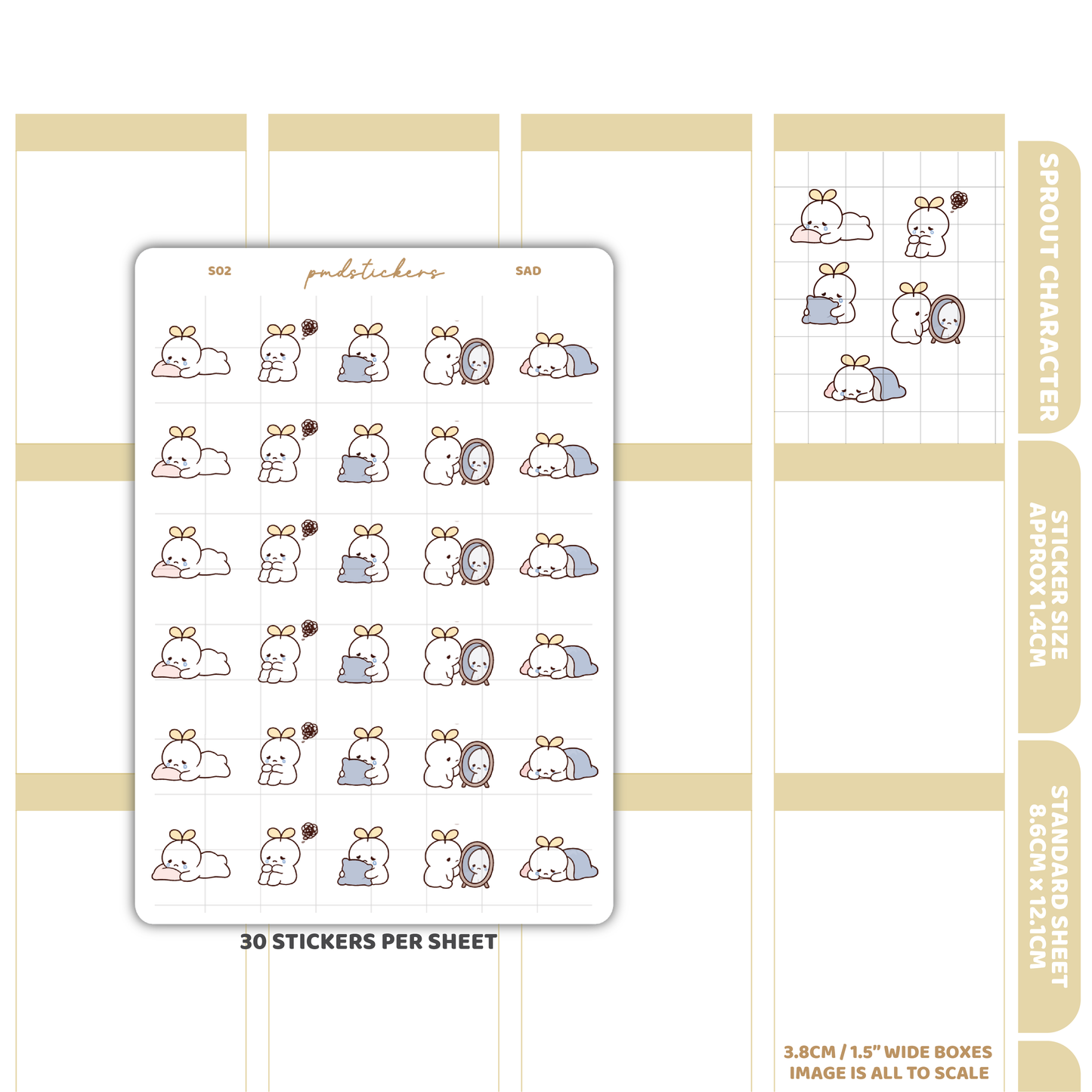 Sad Sprout Character Stickers | Planner Stickers | S02