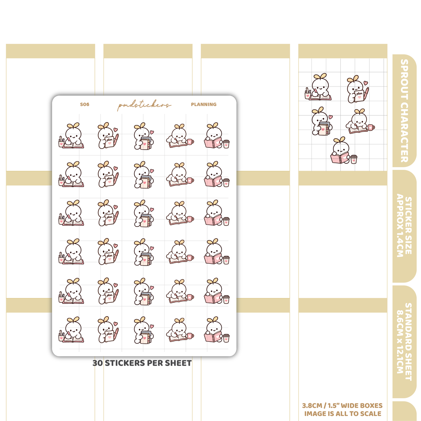 Planning Sprout Character Stickers | Planner Stickers | S06