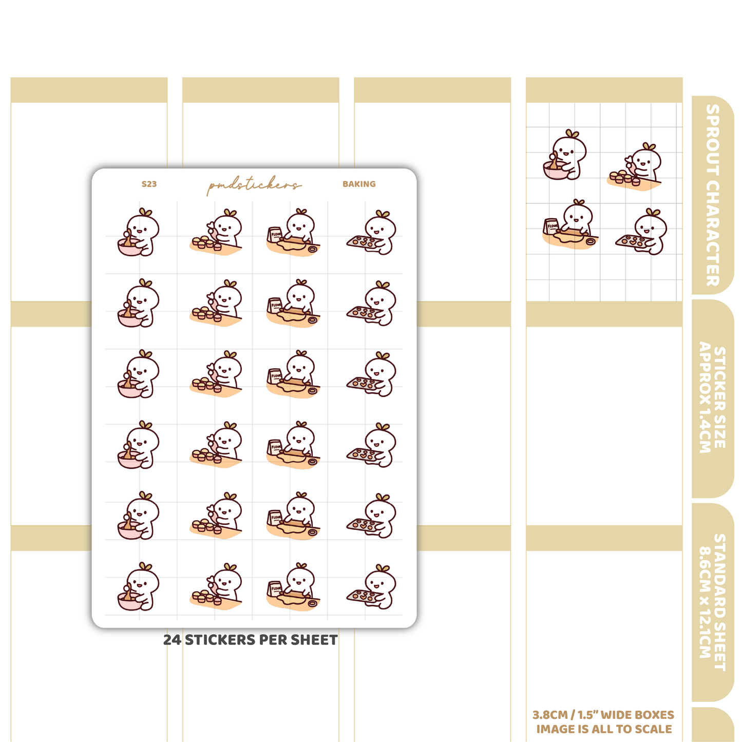 Baking Sprout Character Stickers | Planner Stickers | S23