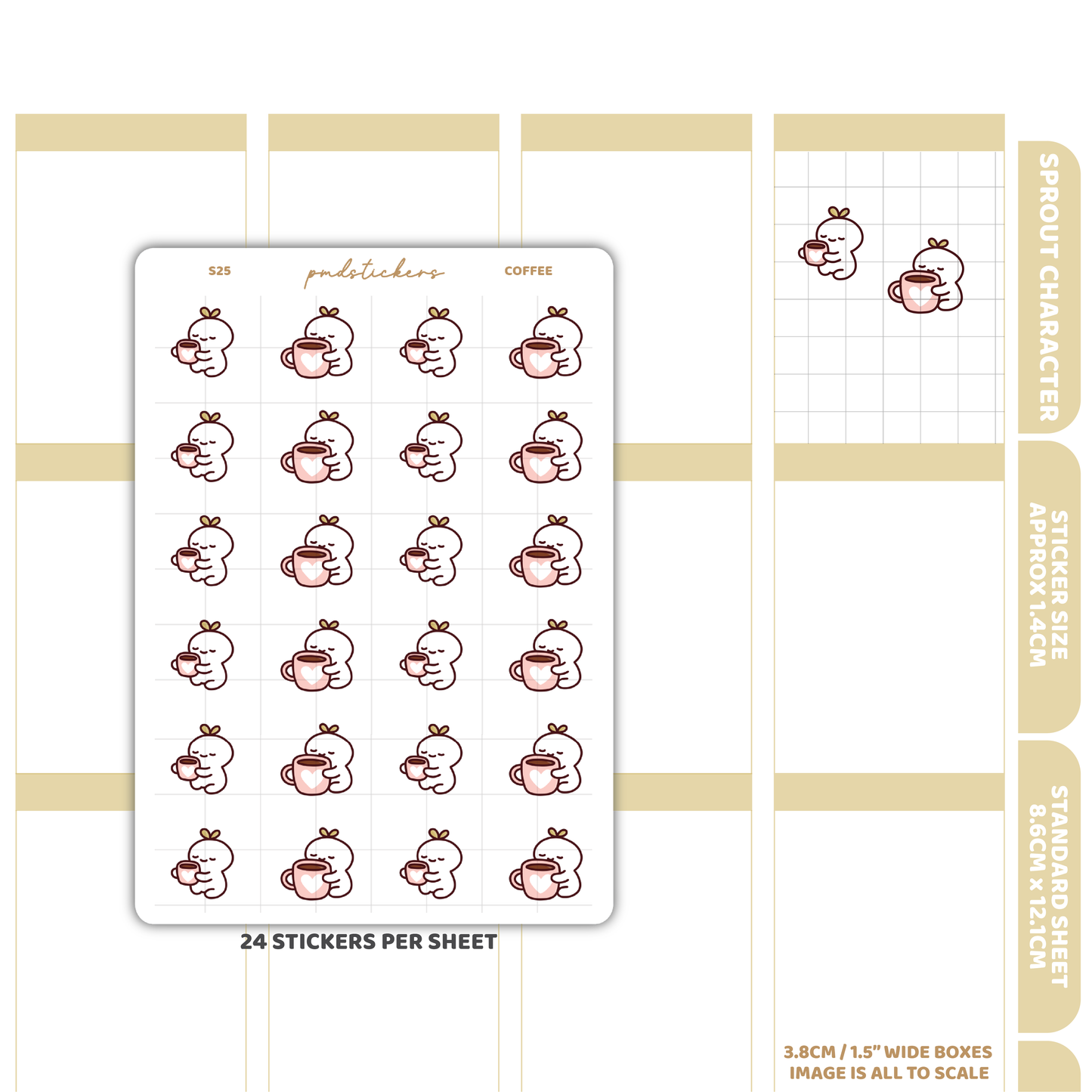 Coffee Sprout Character Stickers | Planner Stickers | S25