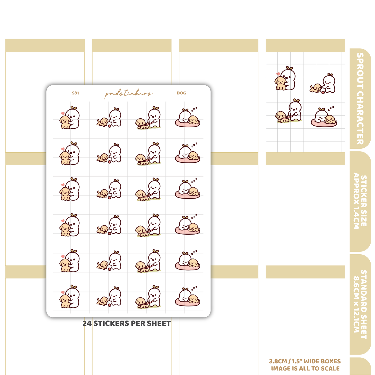 Dog Sprout Character Stickers | Planner Stickers | S31