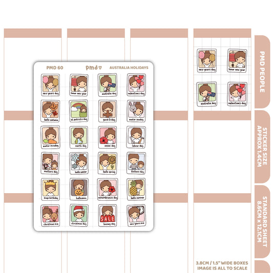 Australia Holidays PMD People Stickers | PMD People Planner Stickers | PMD60