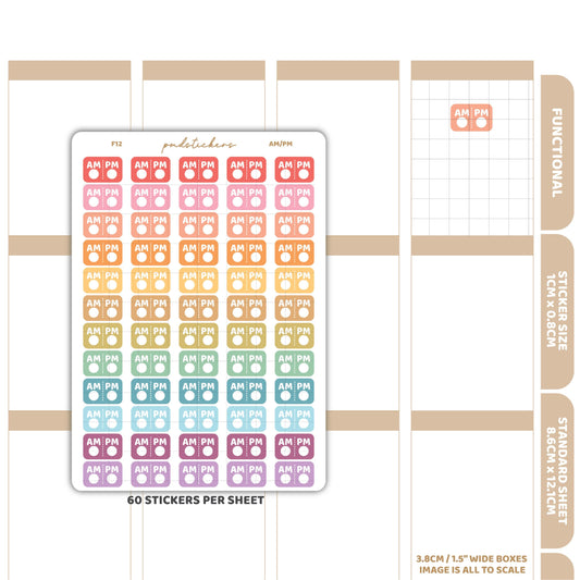 AM/PM Reminder Stickers | Functional Planner Stickers | F12