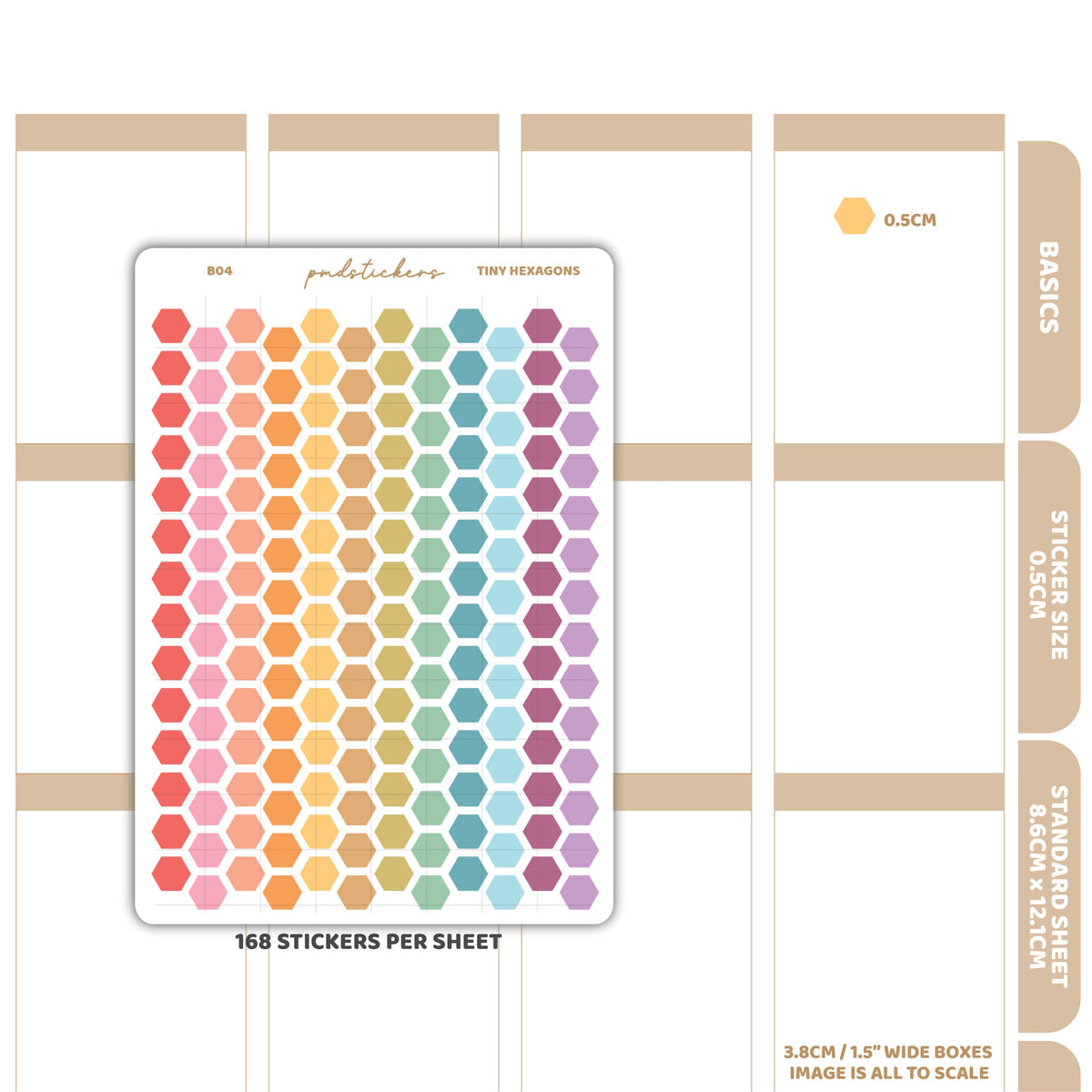 Tiny Hexagon Stickers | Basic Planner Stickers | B04