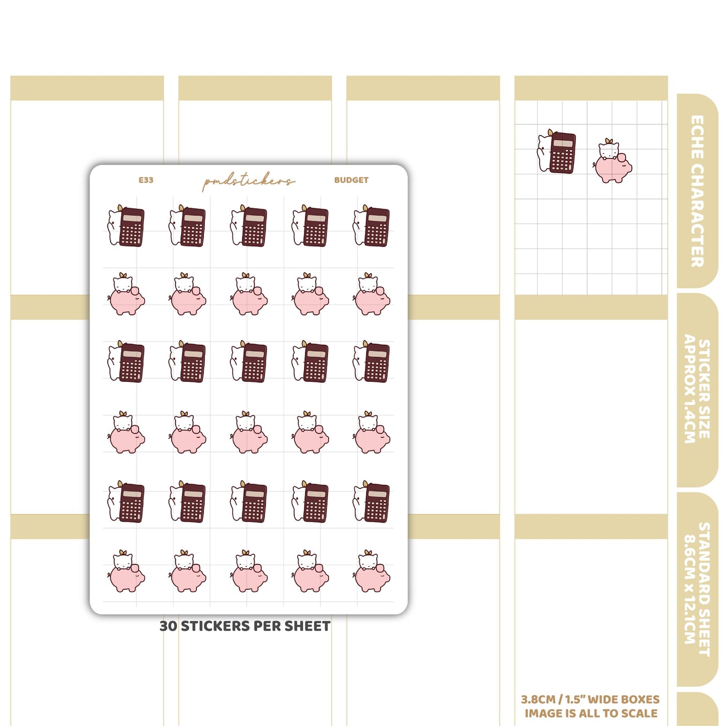 Budget Stickers | Eche Character Planner Stickers | E33