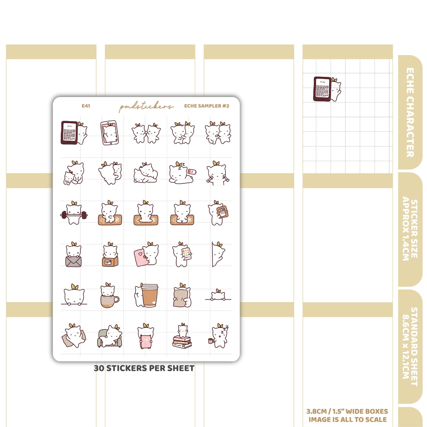 Eche Sampler #2 Stickers | Eche Character Planner Stickers | E41