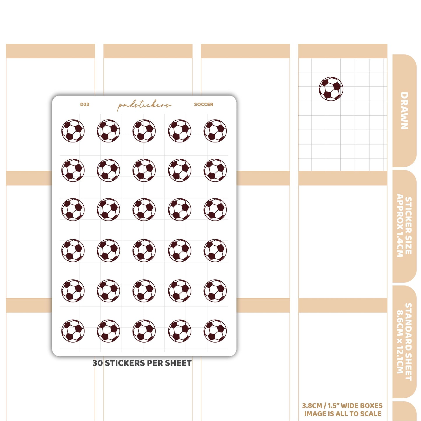 Soccer Stickers | Drawn Planner Stickers | D22