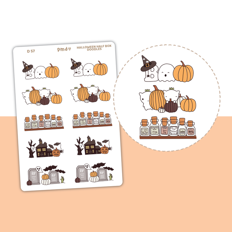 Halloween Half Box Doodles Stickers | D57