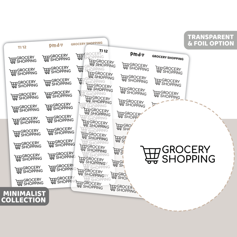 Grocery Shopping Text/Icon Stickers | Minimalist | TI12