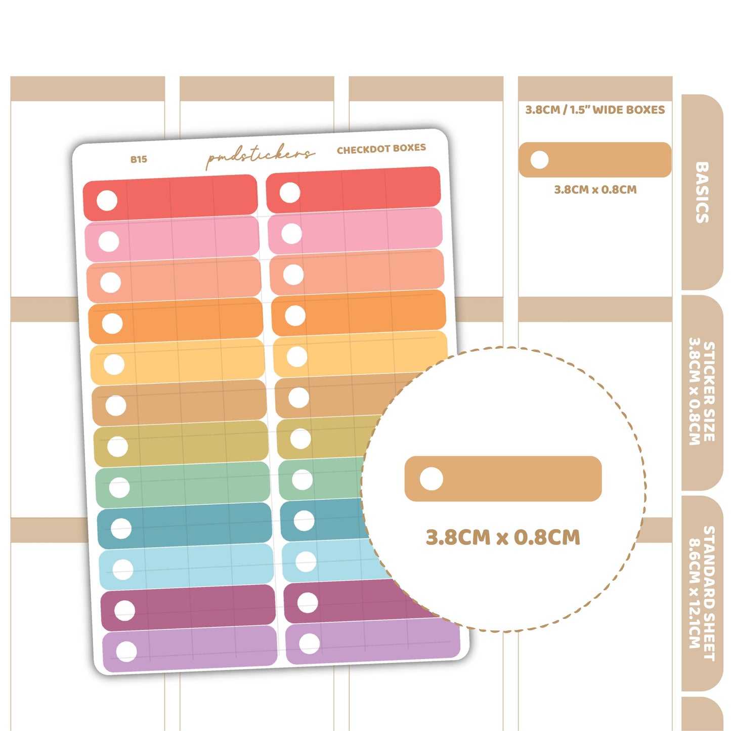 Checkdot Box Stickers | Basic Planner Stickers | B15
