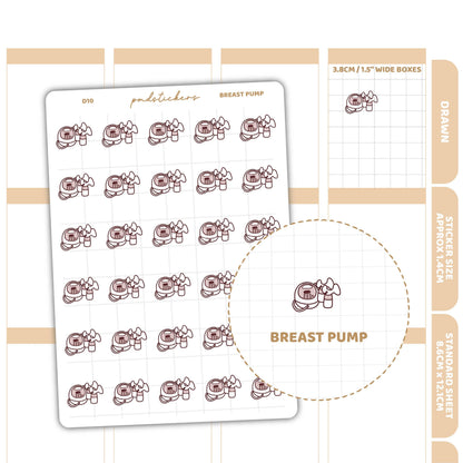 Breast Pump Stickers | Drawn Planner Stickers | D10