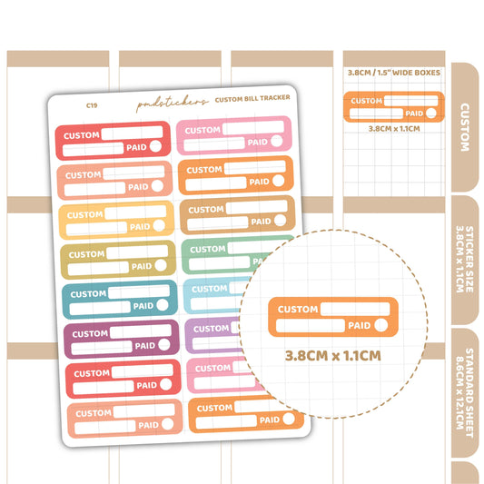 Custom Bill Tracker Stickers | Functional Planner Stickers | C19