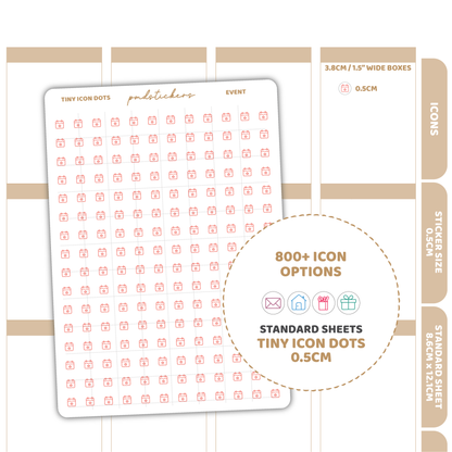 Coloured Tiny Icon Dot Stickers | 800+ Icons | Planner Stickers | 05-C