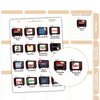 Christmas Movie Stickers | Drawn Planner Stickers | D57