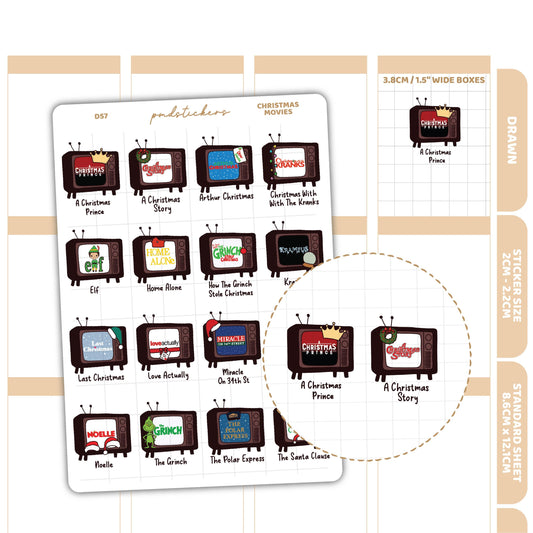 Christmas Movie Stickers | Drawn Planner Stickers | D57