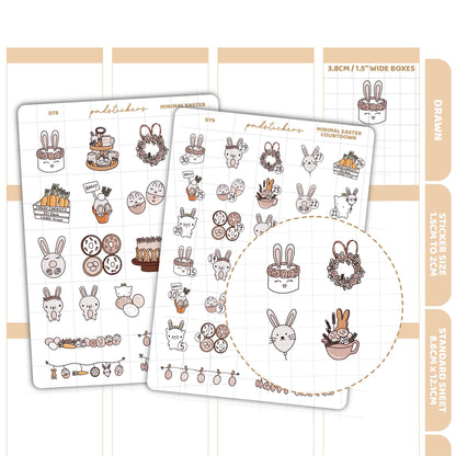 Easter Minimal & Countdown Stickers | Drawn Planner Stickers | D78-79