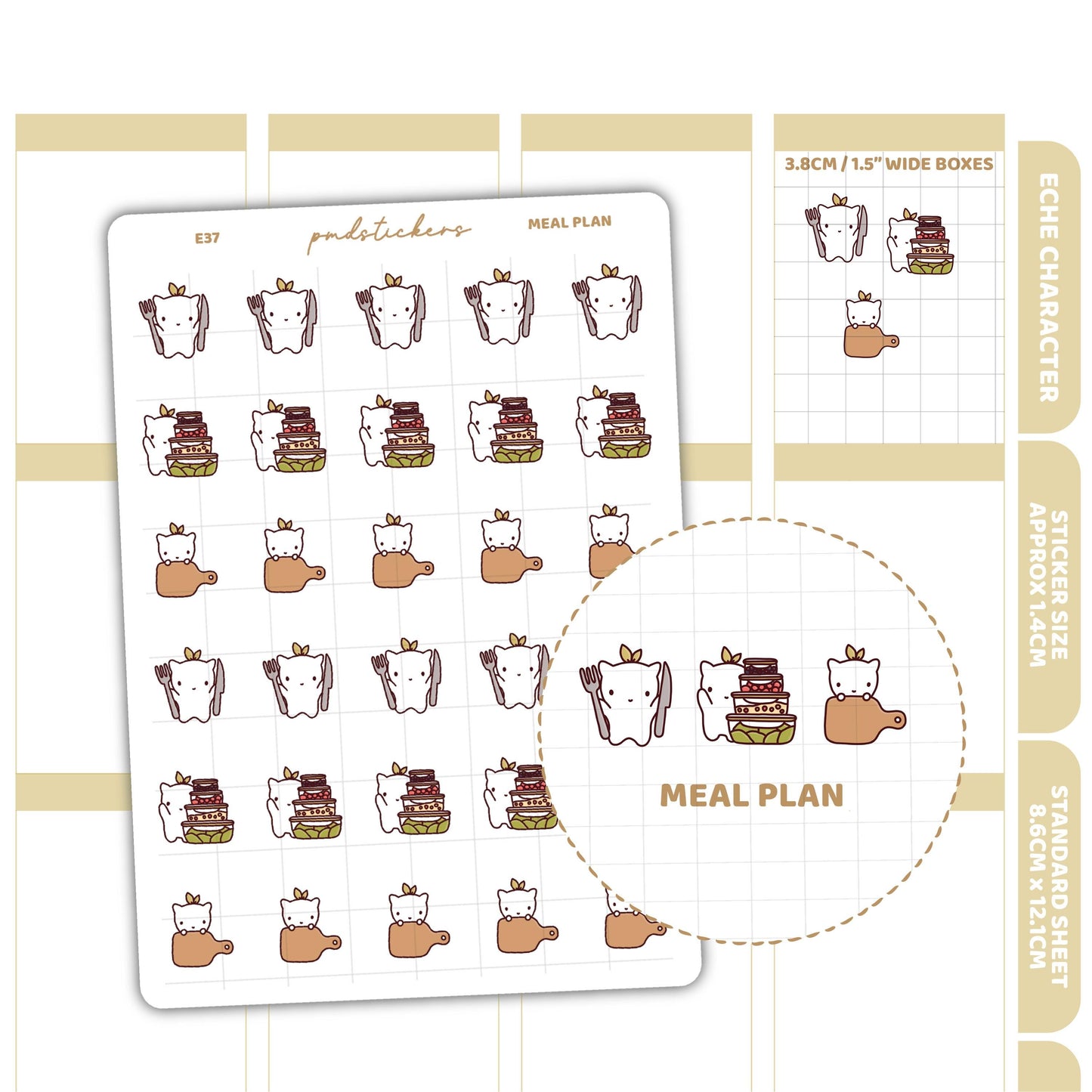 Meal Plan Stickers | Eche Character Planner Stickers | E37