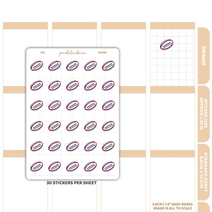 Rugby Stickers | Drawn Planner Stickers | D21