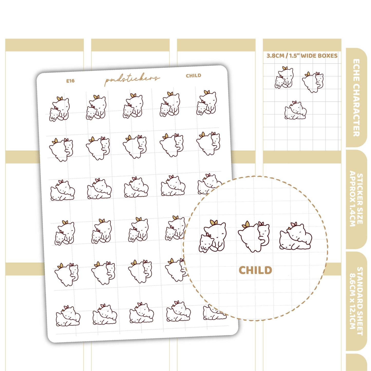 Child Stickers | Eche Character Planner Stickers | E16