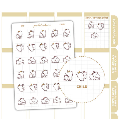 Child Stickers | Eche Character Planner Stickers | E16