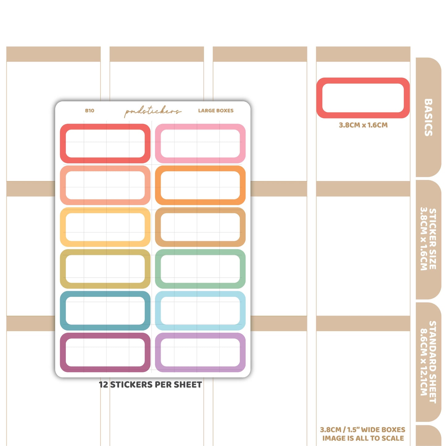 Large Box Stickers | Basic Planner Stickers | B10