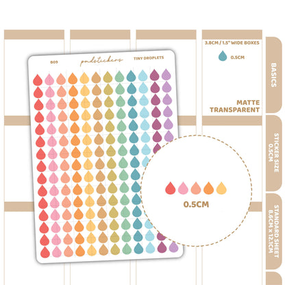 Tiny Droplet Stickers | Basic Planner Stickers | B09