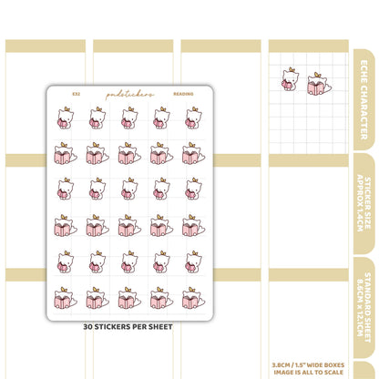 Reading Stickers | Eche Character Planner Stickers | E32