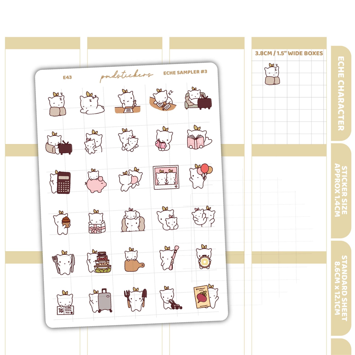 Eche Sampler #3 Stickers | Eche Character Planner Stickers | E43