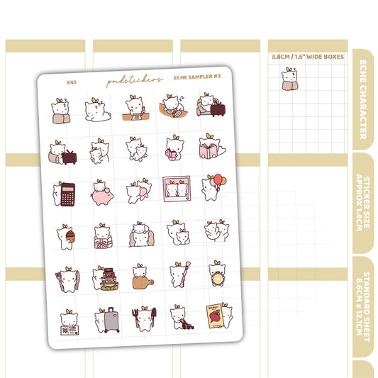 Eche Sampler #3 Stickers | Eche Character Planner Stickers | E43