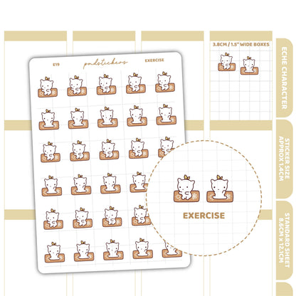 Exercise Stickers | Eche Character Planner Stickers | E19