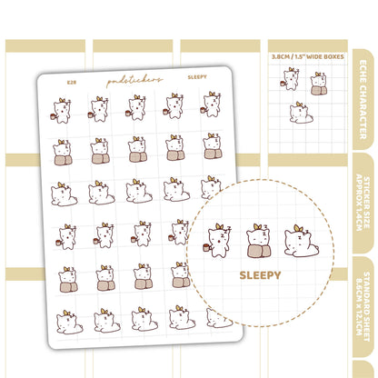 Sleepy Stickers | Eche Character Planner Stickers | E28
